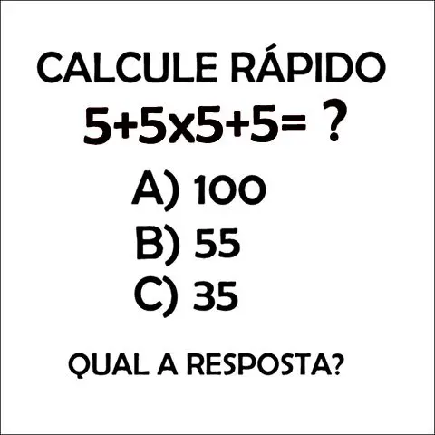 Calcule rápido 5+5x5+5=?