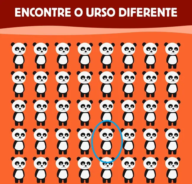 Veja a Resposta do Jogo Encontre o Urso Diferente na Imagem