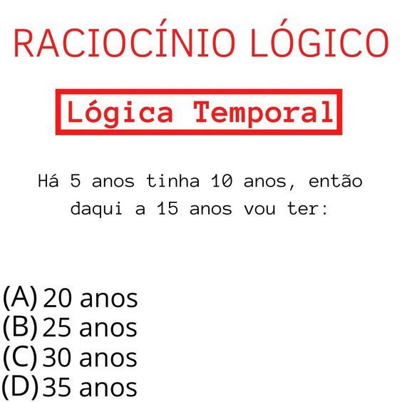 Lógica Temporal: Há 5 anos tinha 10 anos, então daqui a 15 anos vou ter?