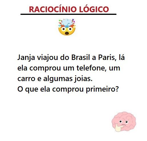 Janja viajou do Brasil a Paris, lá ela comprou um telefone, um carro e algumas joias. O que ela comprou primeiro?