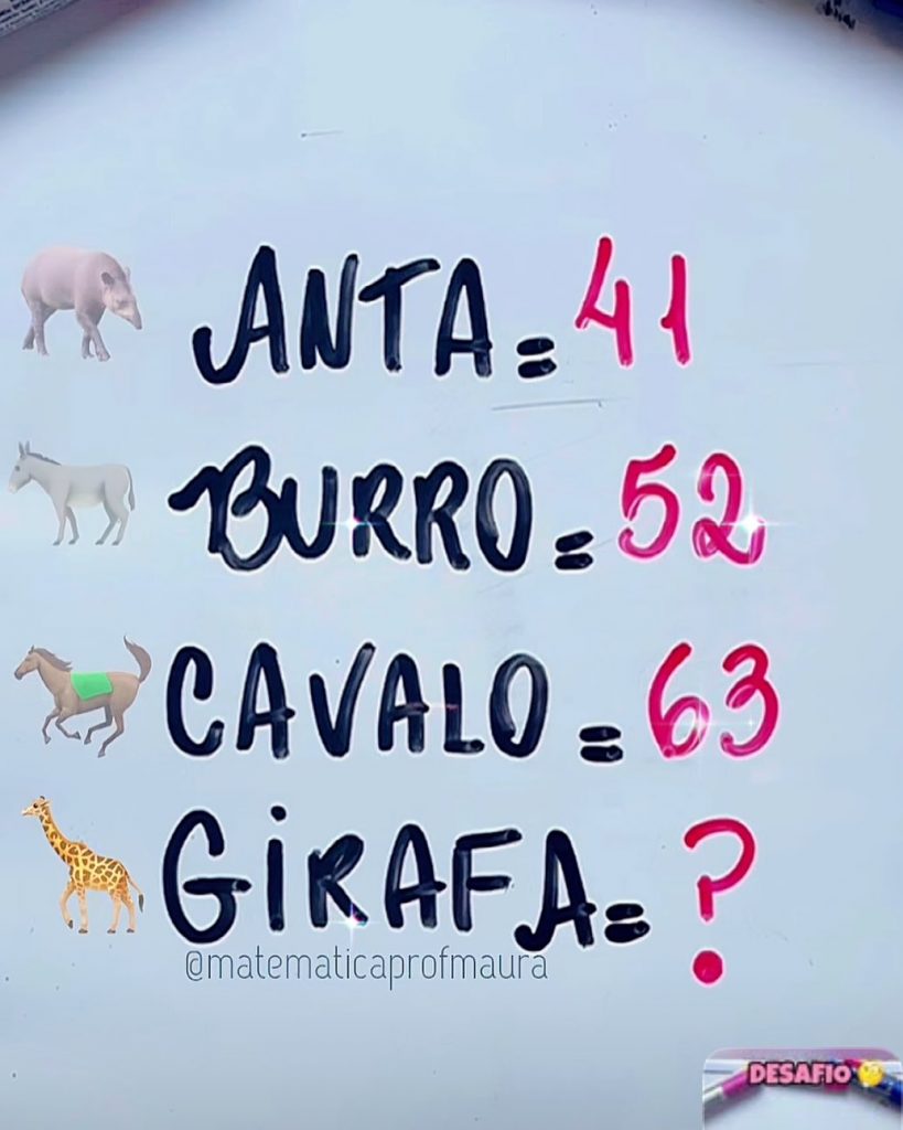 Desafio: Anta, Burro, Cavalo e Girafa