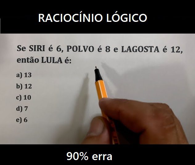 Se SIRI é 6, POLVO é 8 e LAGOSTA é 12, então LULA é: