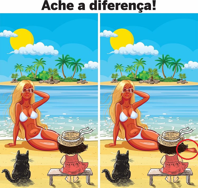 Resposta Ache a Diferença: A Modelo na Praia